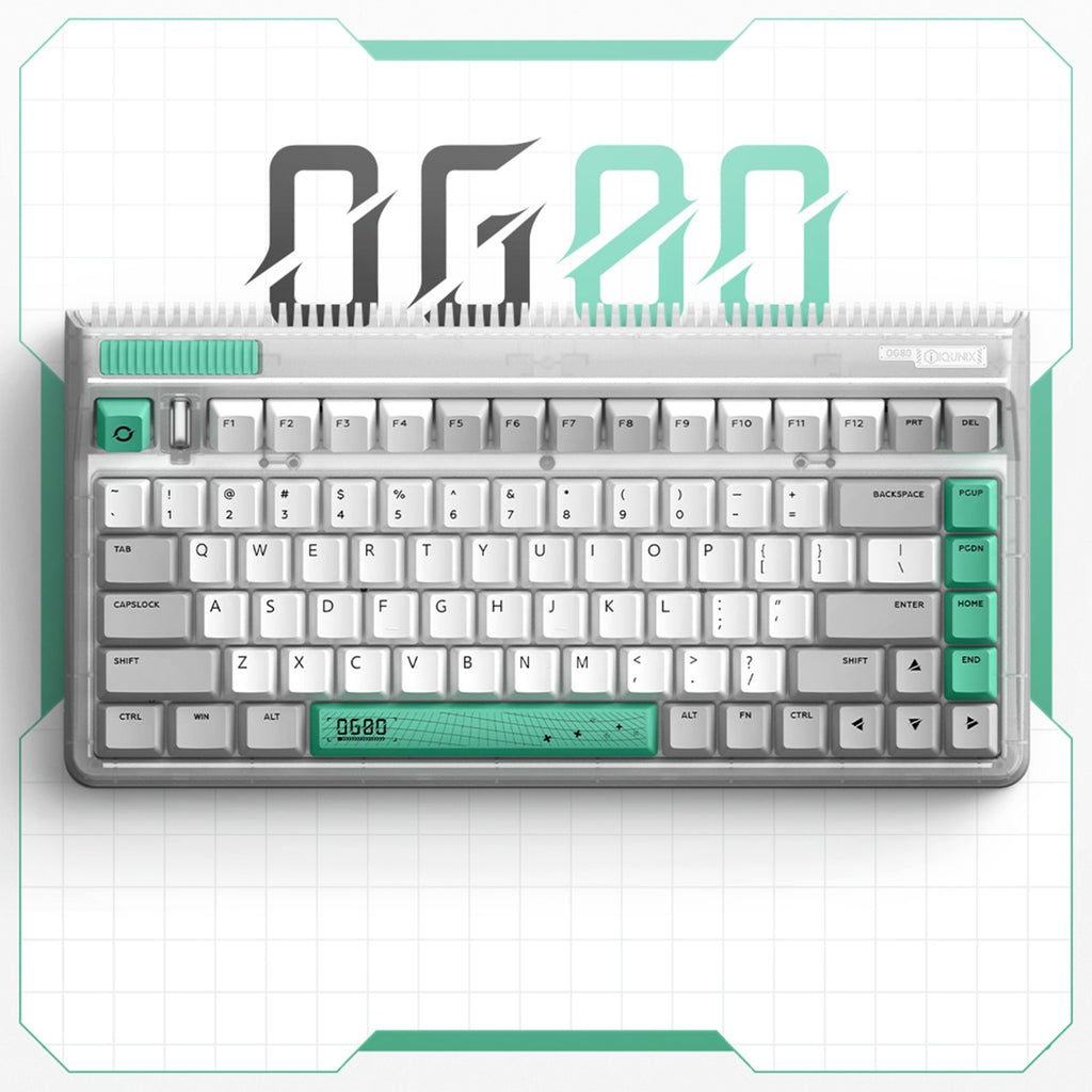 Iqunix og80 wormhole wireless mechanical keyboard (grijs, us lay-out (qwerty), cherry mx brown, 80% (tkl), rgb leds, hot-swappable, pbt, 2.4ghz | bluetooth 5.1 | usb-c)