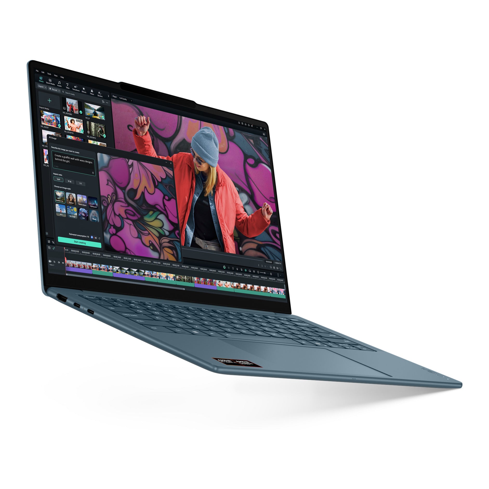 Lenovo yoga slim 7 14akp10 (83jy0083mh) 14 copilot+ laptop (blauwgroen | ryzen ai 7 350 | radeon 860m | 16 gb | 512 gb ssd)