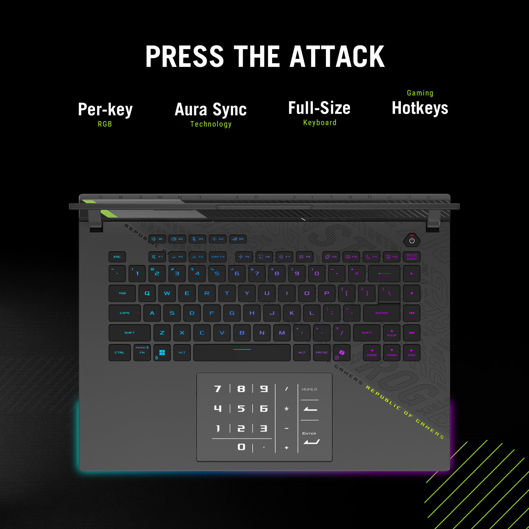 Asus rog strix g16 g614fr-s5252w 16 gaming laptop (grijs groen | r9 9955hx | rtx 5070 ti | 16 gb | 1 tb ssd)