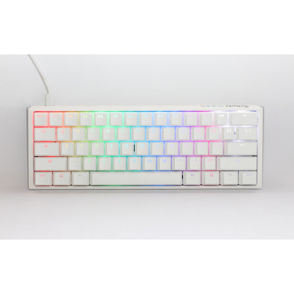 Ducky one 3 classic pure white mini, toetsenbord (wit, us lay-out, cherry mx red, rgb led, double-shot pbt, hot-swappable, quack mechanics, 60%)