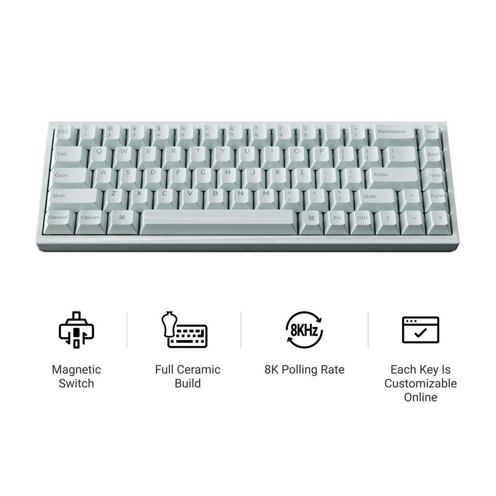 Keychron q16 he 8k magnetic switch keyboard (blauw, us lay-out (qwerty), ultra-fast lime, 65%, rgb, hot swap, 8k)