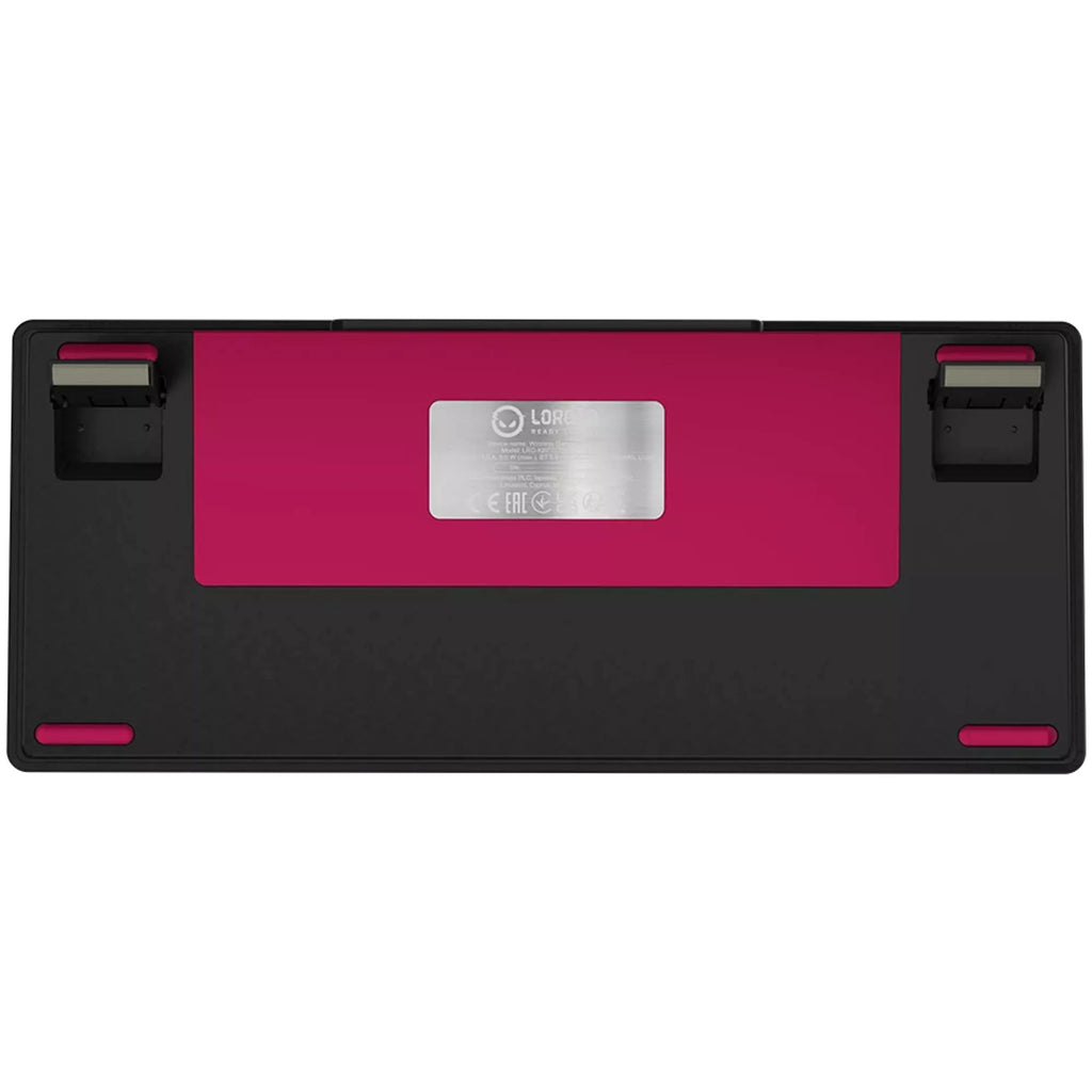 Lorgar kbp7075w rgb mechanisch gaming toetsenbord (zwart, us lay-out (qwerty), logar toxic purple, 75%, rgb, hot-swappable, pbt double-shot, bluetooth | 2.4ghz | usb)