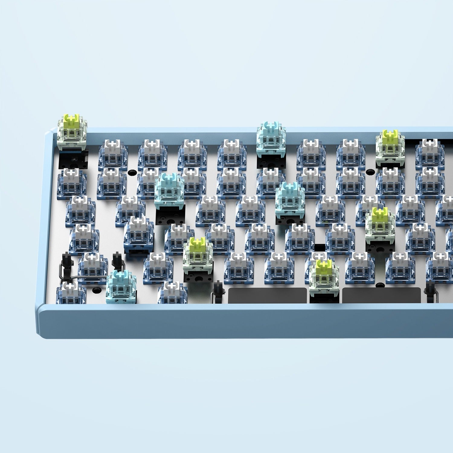 Iqunix f97 wintertide wireless mechanical keyboard (lichtblauw, us lay-out (qwerty), cherry mx brown, 96%, rgb leds, hot-swappable, pbt, 2.4ghz | bluetooth 5.1 | usb-c)