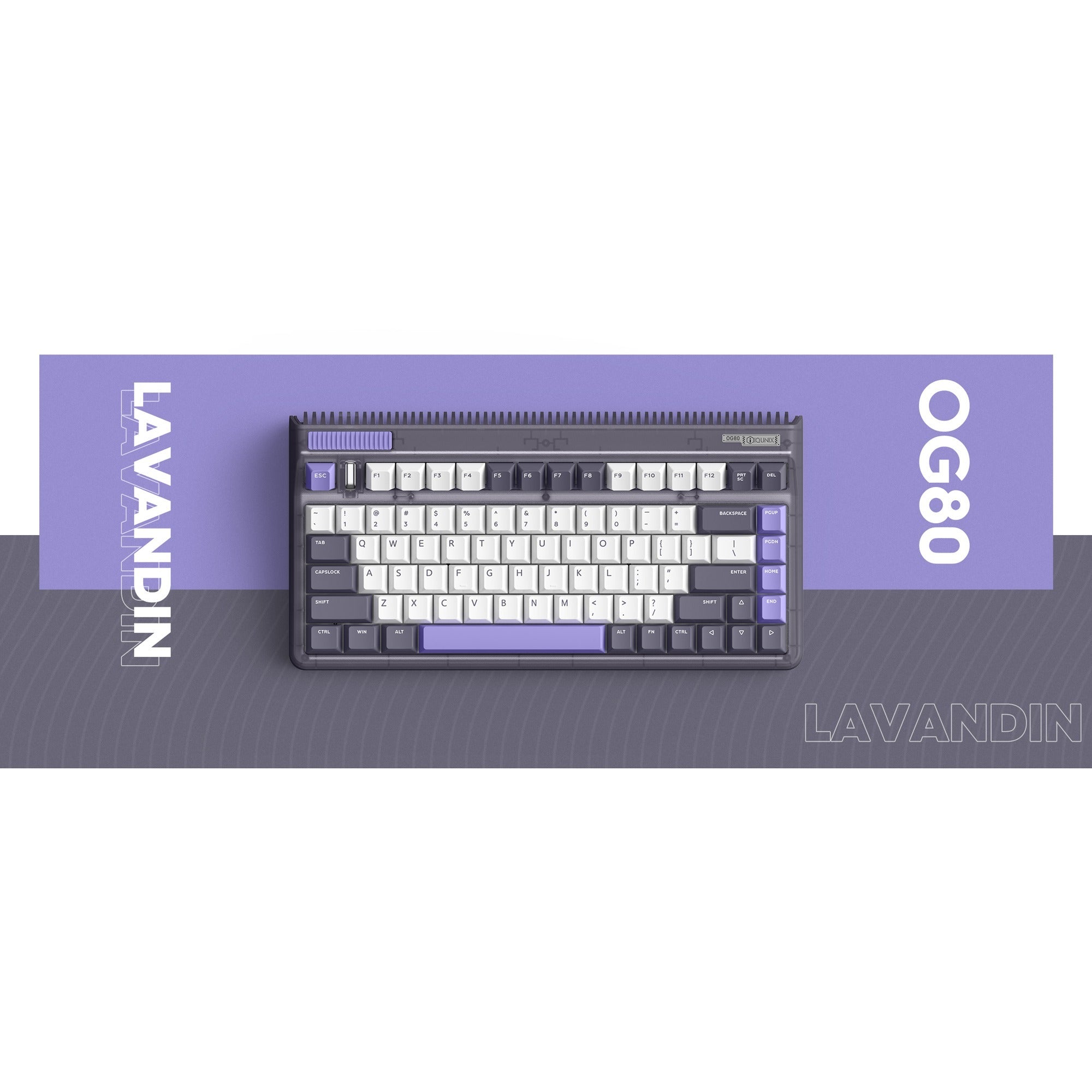 Iqunix og80 lavandin wireless mechanical keyboard (lavendel, us lay-out (qwerty), cherry mx brown, 80% (tkl), hot-swappable, pbt, 2.4ghz | bluetooth 5.1 | usb-c)