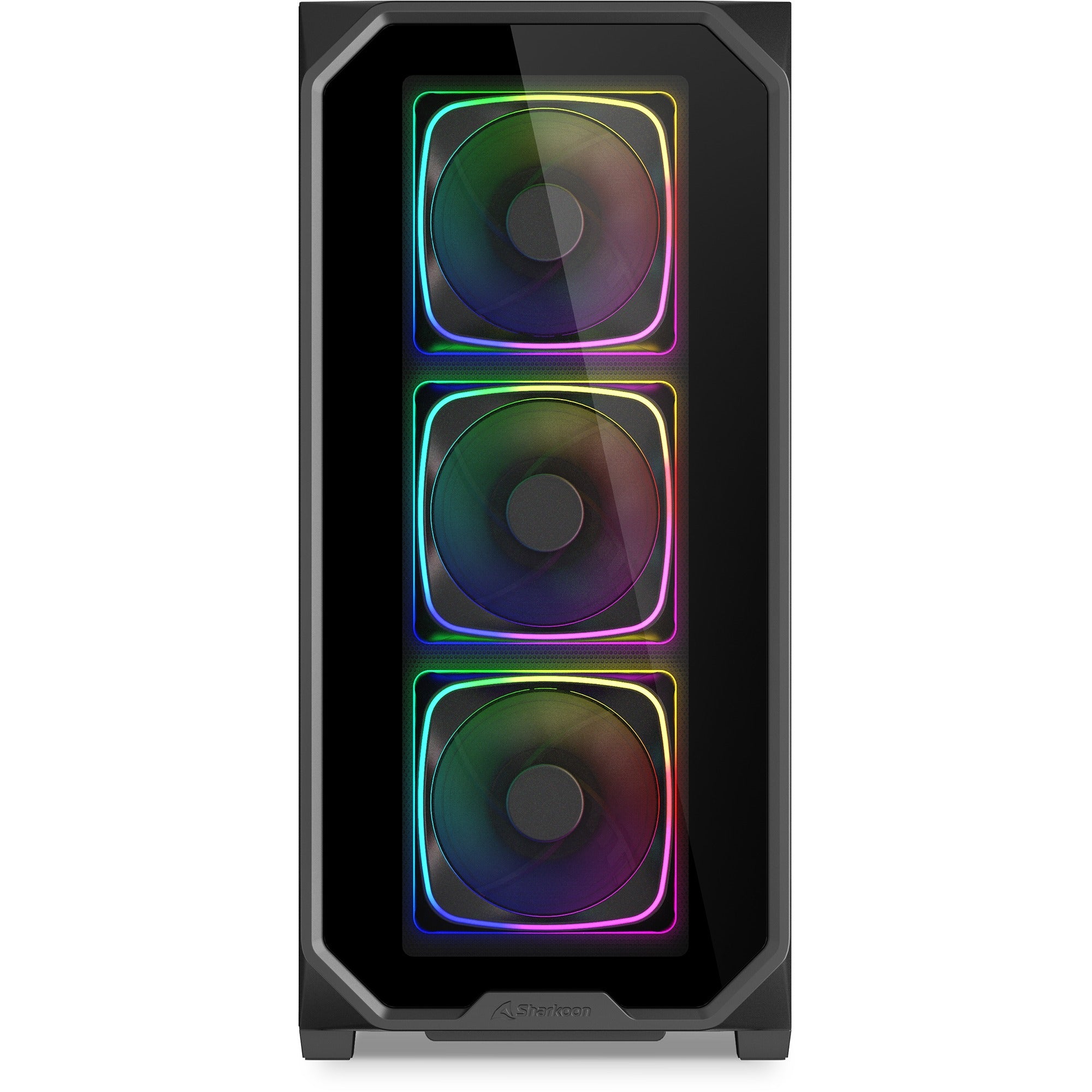 Sharkoon ak5g rgb midi tower behuizing (zwart | 2x usb-a | 1x usb-c | rgb | tempered glass)