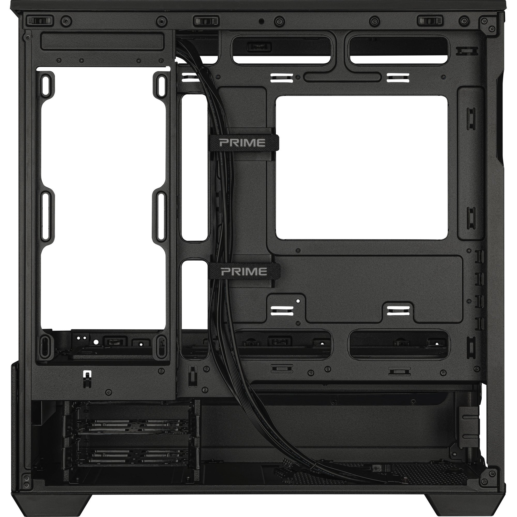 Asus prime ap202 midi tower behuizing (zwart | 2x usb-a | 1x usb-c | rgb | tempered glass)