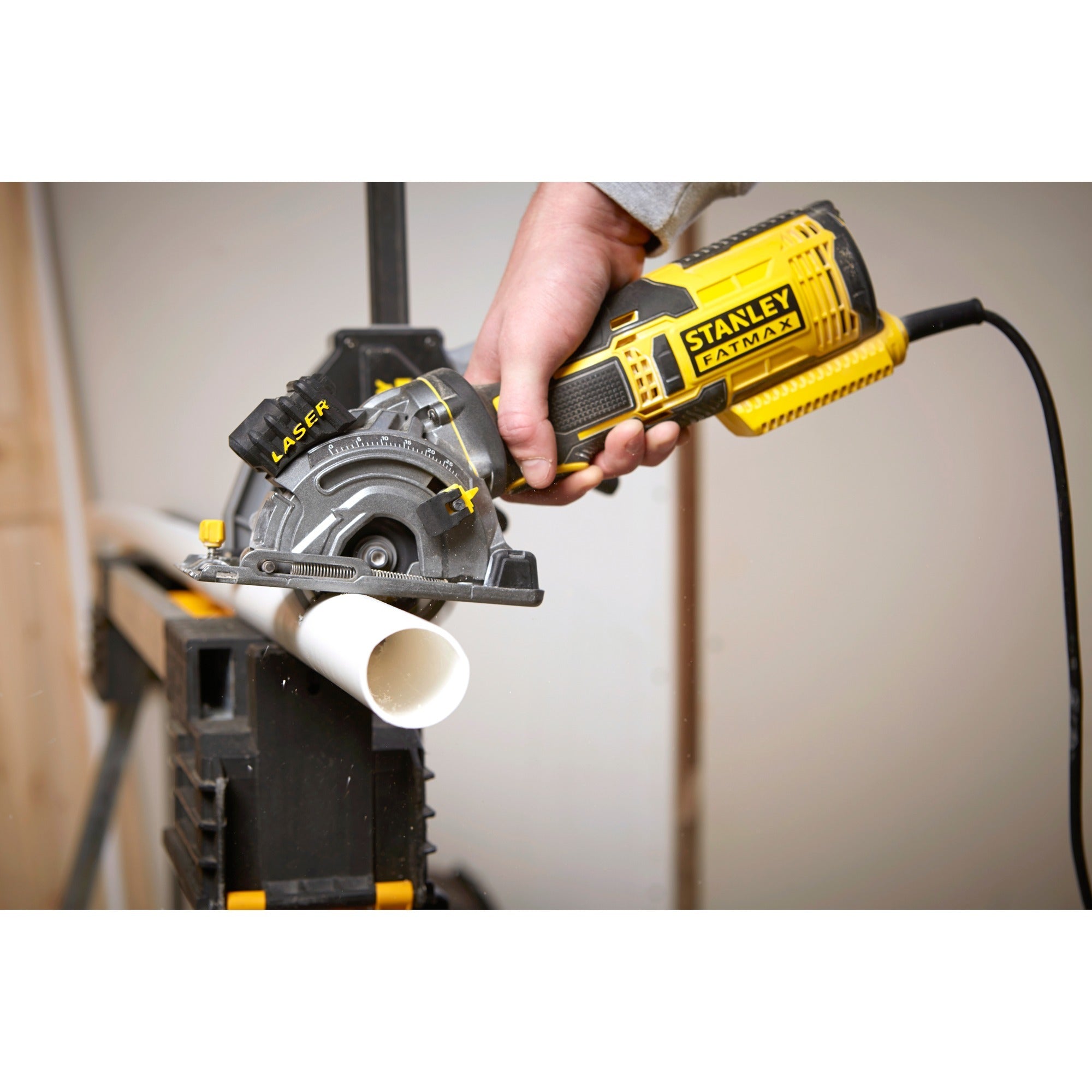 Stanley fatmax 650w multimateriaalzaag handcirkelzaag (geel zwart, met koffer)