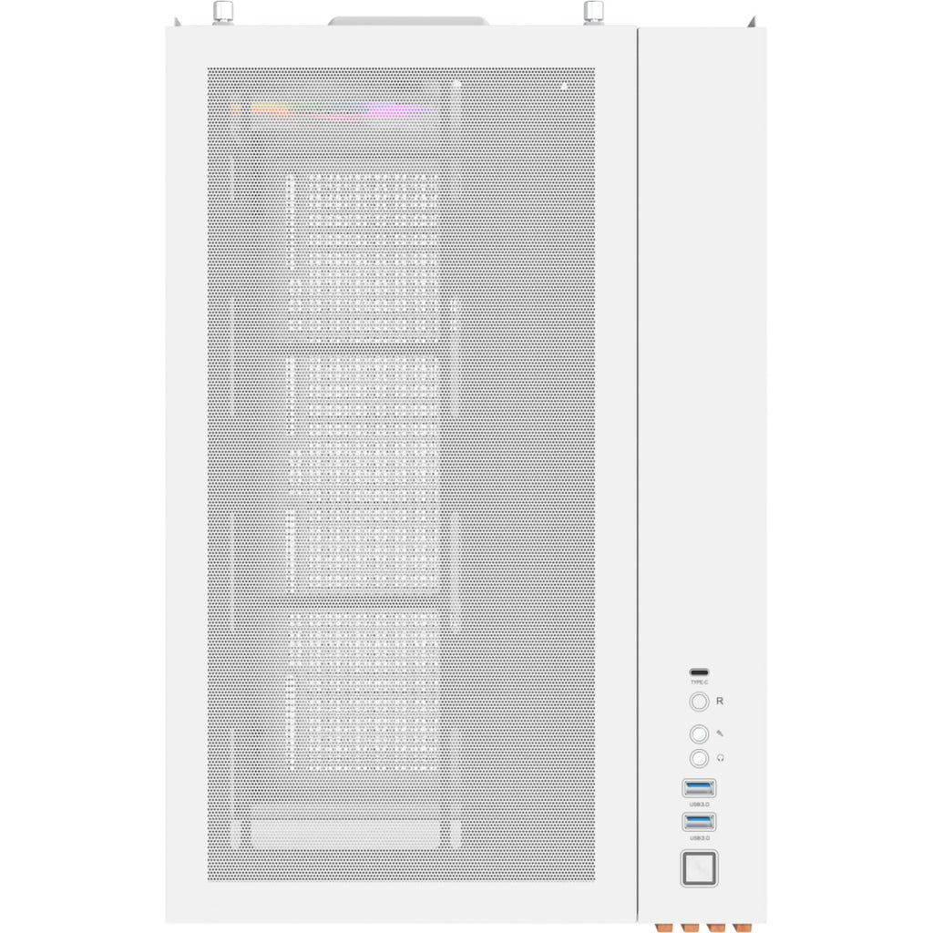 Thermaltake view 380 ws argb snow midi tower behuizing (wit houtkleur | 2x usb-a | 1x usb-c | rgb | tempered glass)