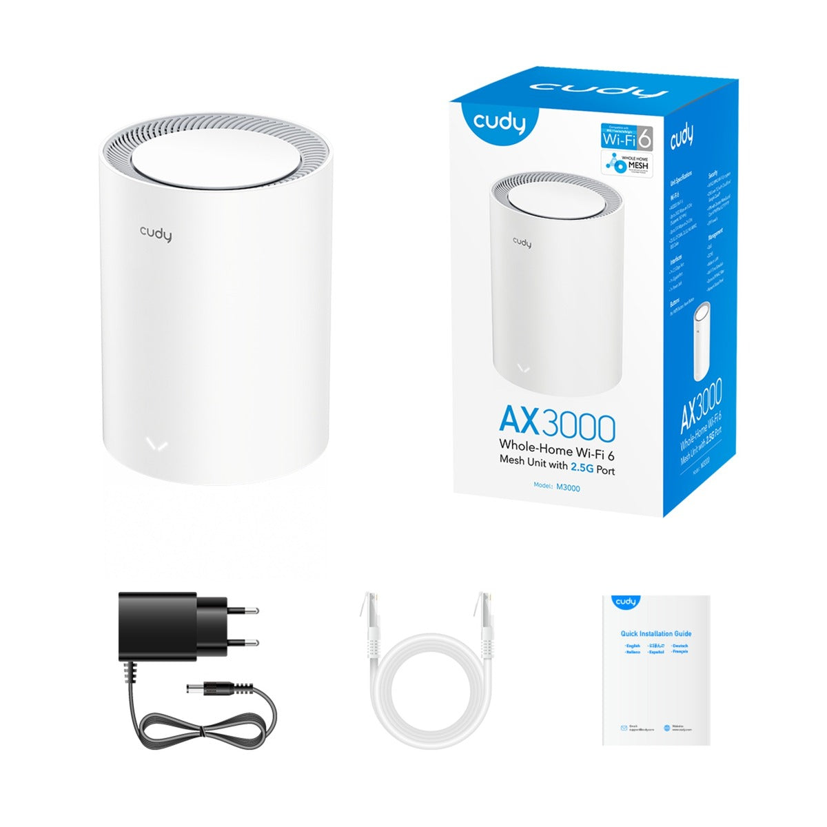 Cudy ax3000 2.5g mesh wi-fi 6 system (1-pack) mesh router (wit)