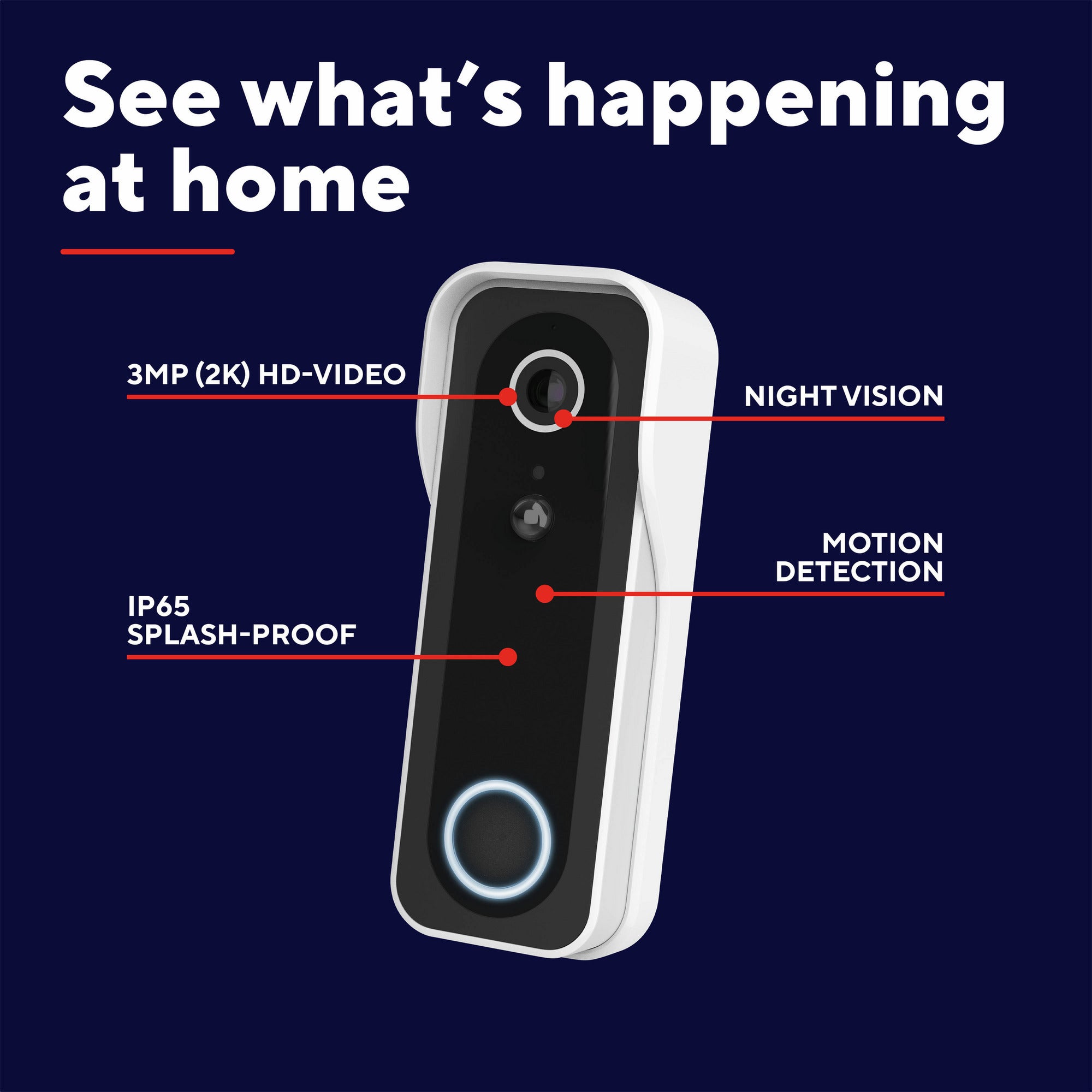 Trust doorcam-3000 slimme wifi deurbelcamera (wit zwart, 2.4 ghz wifi)