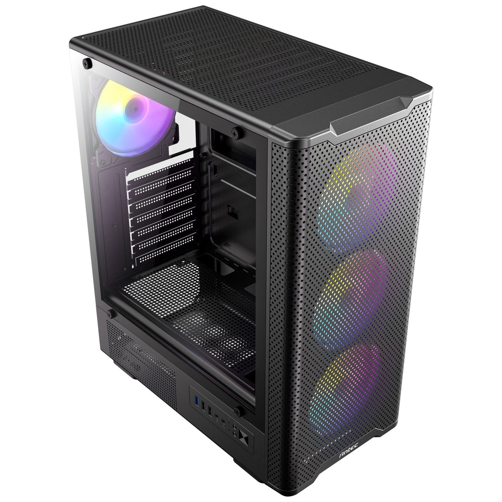 Antec vx310 argb midi tower behuizing (zwart | 3x usb-a | tempered glass)