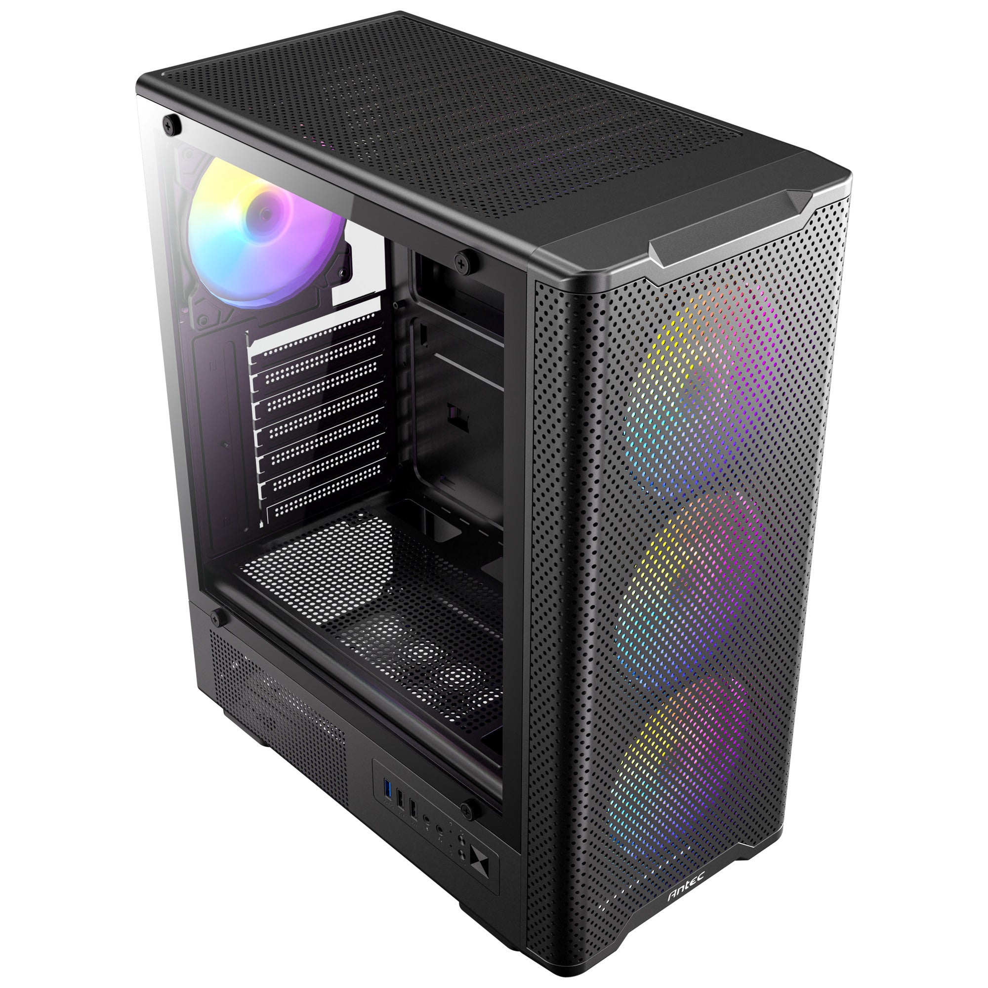 Antec vx310 argb midi tower behuizing (zwart | 3x usb-a | tempered glass)