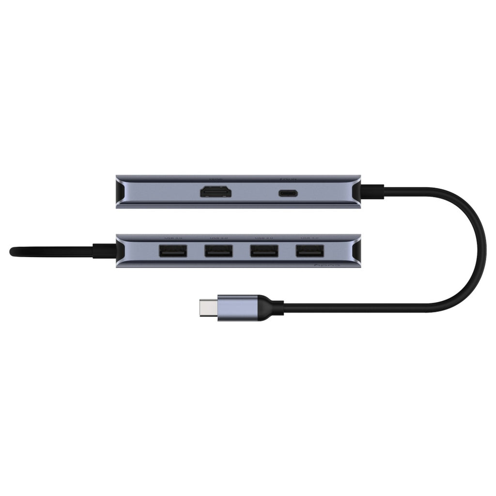 Cudy 6-in-1 hdmi 4k usb-c hub usb-hub (zilver)