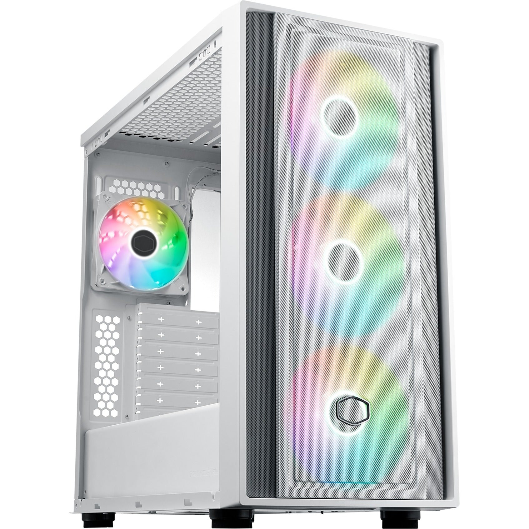 Cooler master masterbox 600 midi tower behuizing (wit | 2x usb-a | 1x usb-c | rgb | tempered glass)