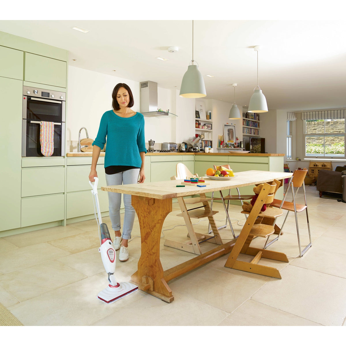 Black+decker bds1616r 1600w steam-mop met 2 stoomdoeken stoomreiniger (wit rood)