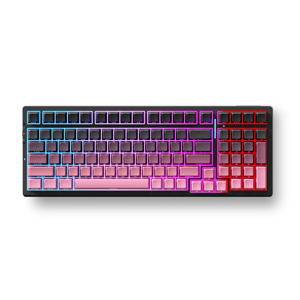 Mchose g98 pro black pink flame orange wireless tri-mode custom mechanical rgb gaming toetsenbord (zwart, us lay-out (qwerty), ttc flame orange, rgb, hot swap, side engraved pbt, draadloos | bluetooth | usb-c)
