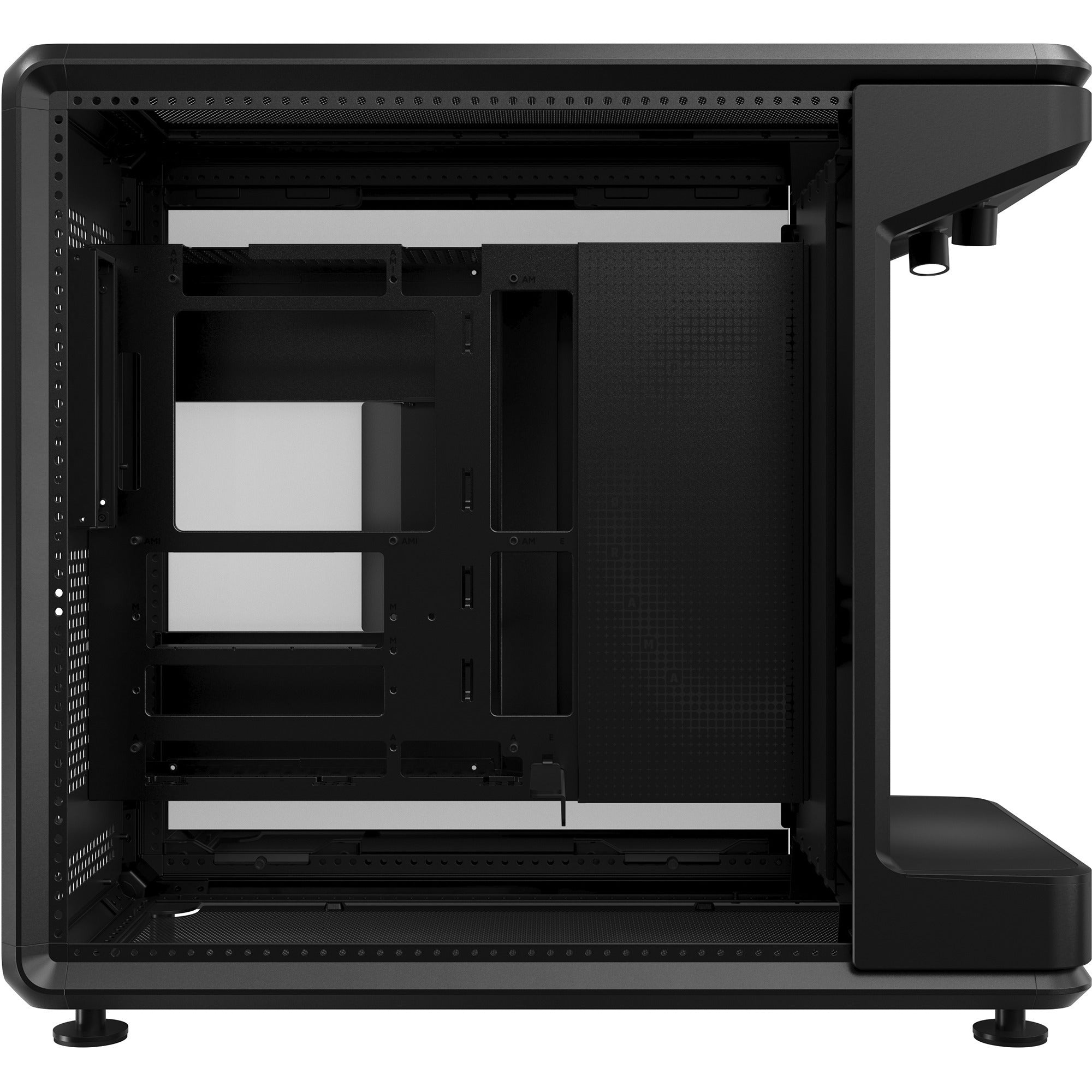 Cooler master masterframe 360 stage mirror midi tower behuizing (zwart | 2x usb-a | 1x usb-c | rgb | tempered glass)