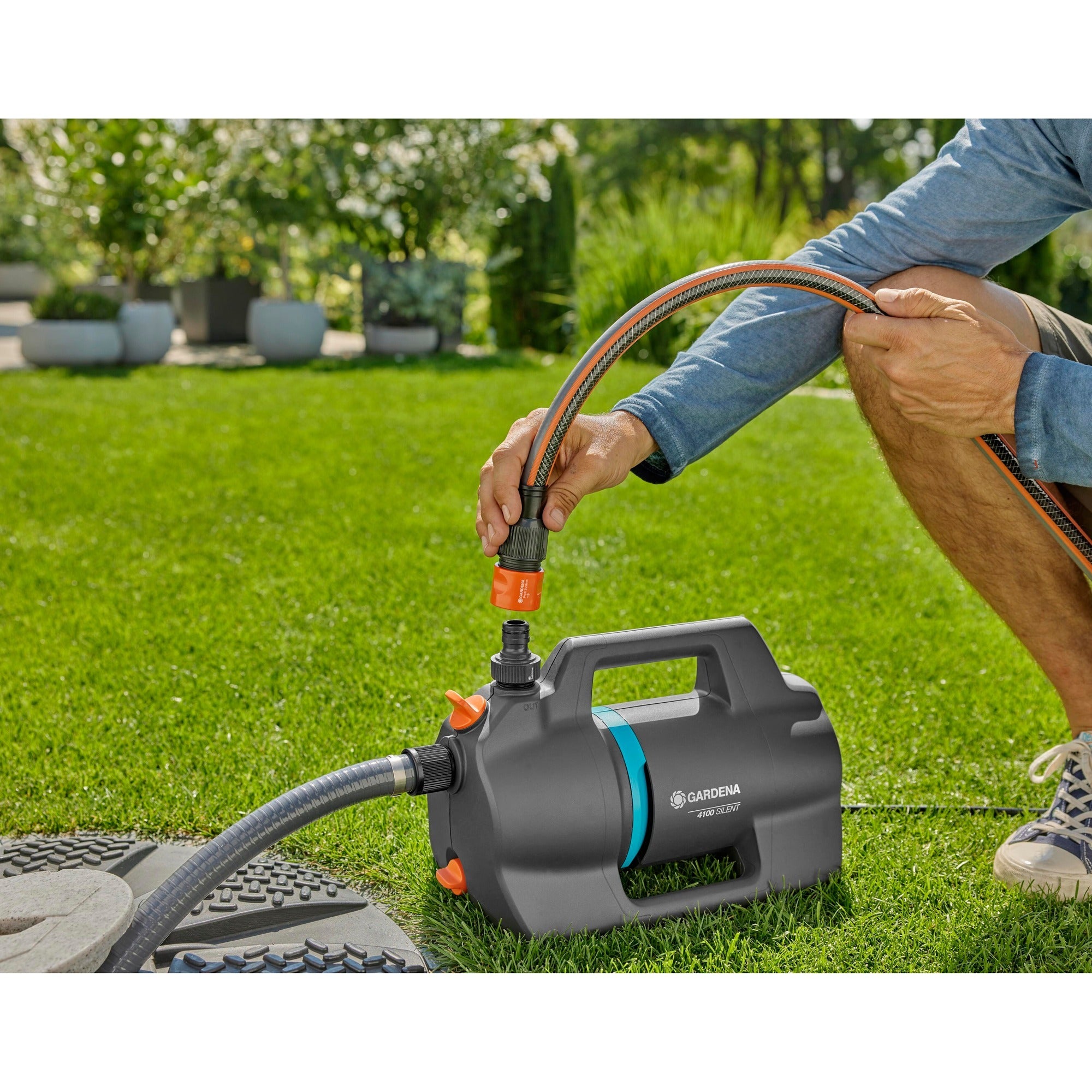 Gardena besproeiingspomp 4100 silent (donkergrijs turquoise, 550 watt)