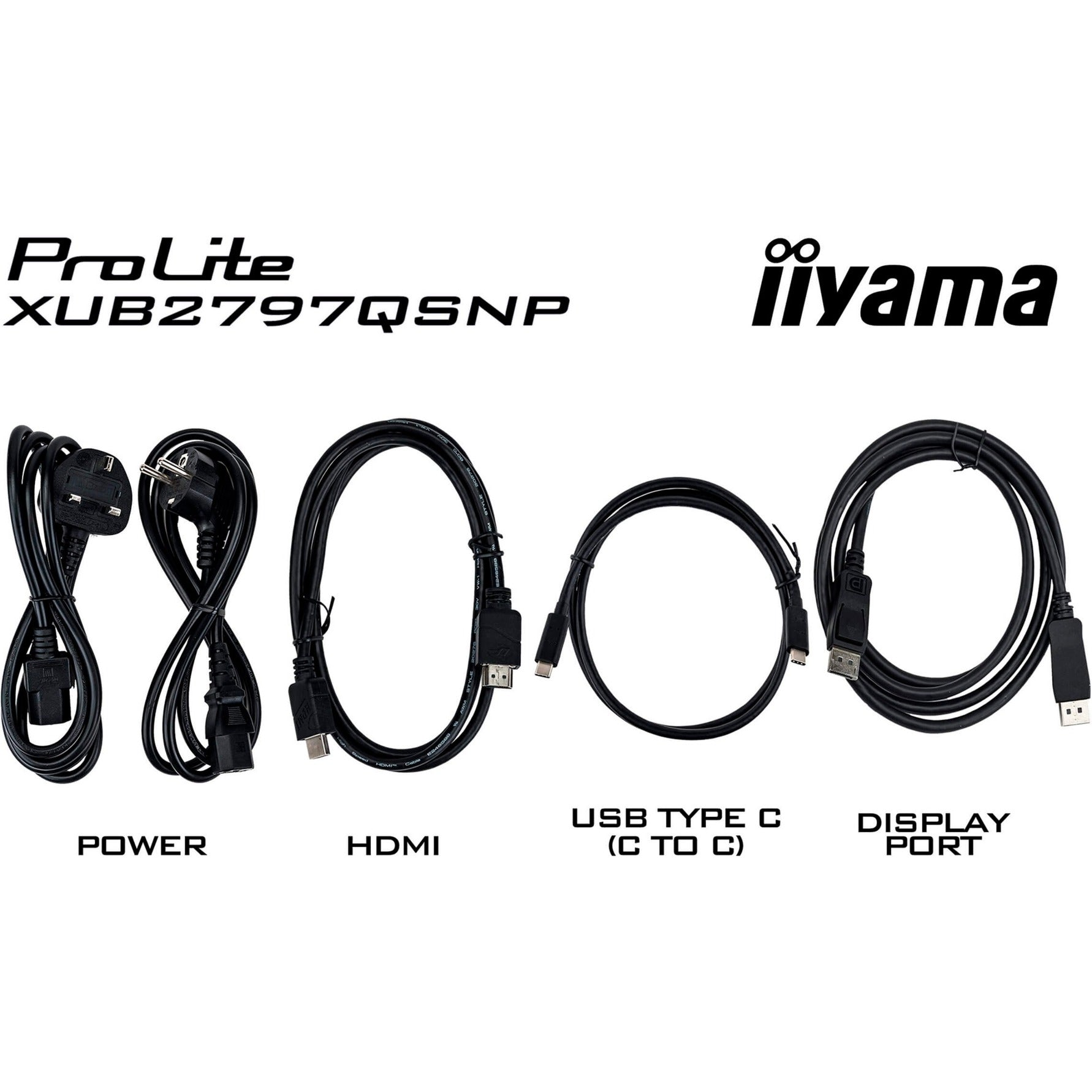 Iiyama prolite xub2797qsnp-b1 27 monitor (zwart (mat), hdmi, displayport, 3x usb-a, 3x usb-c, rj-45)