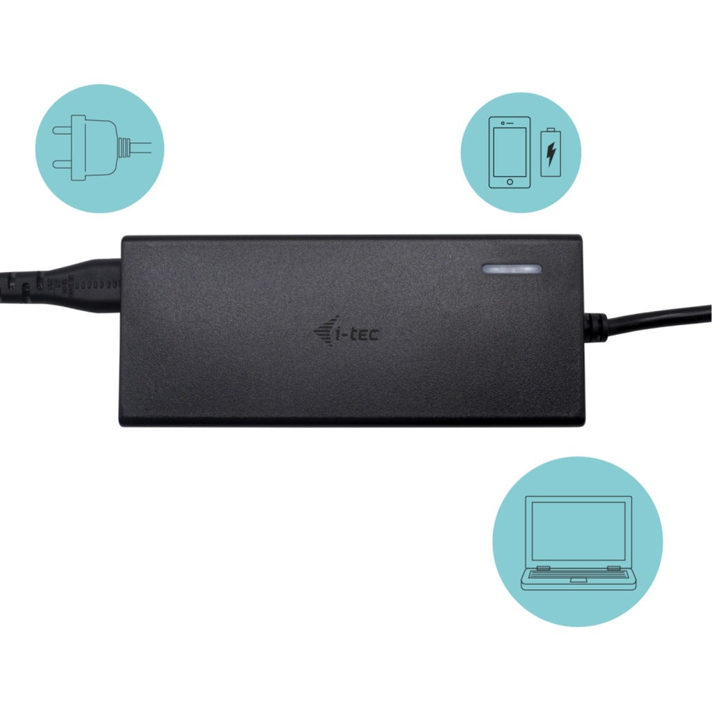 I-tec usb-c hdmi dp docking station with power delivery 65w + universal charger 77 w (zwart)