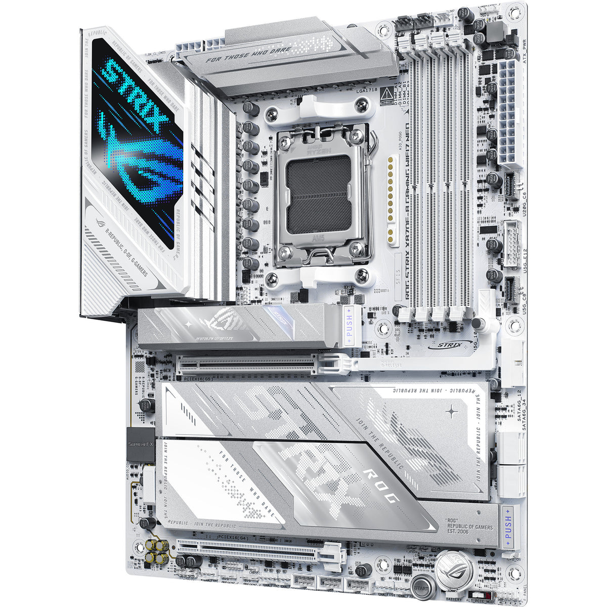 Asus rog strix x870e-a gaming wifi7 neo socket am5 moederbord (wit, raid, 5 gb-lan, wi-fi 7, bt 5.4, sound, atx)