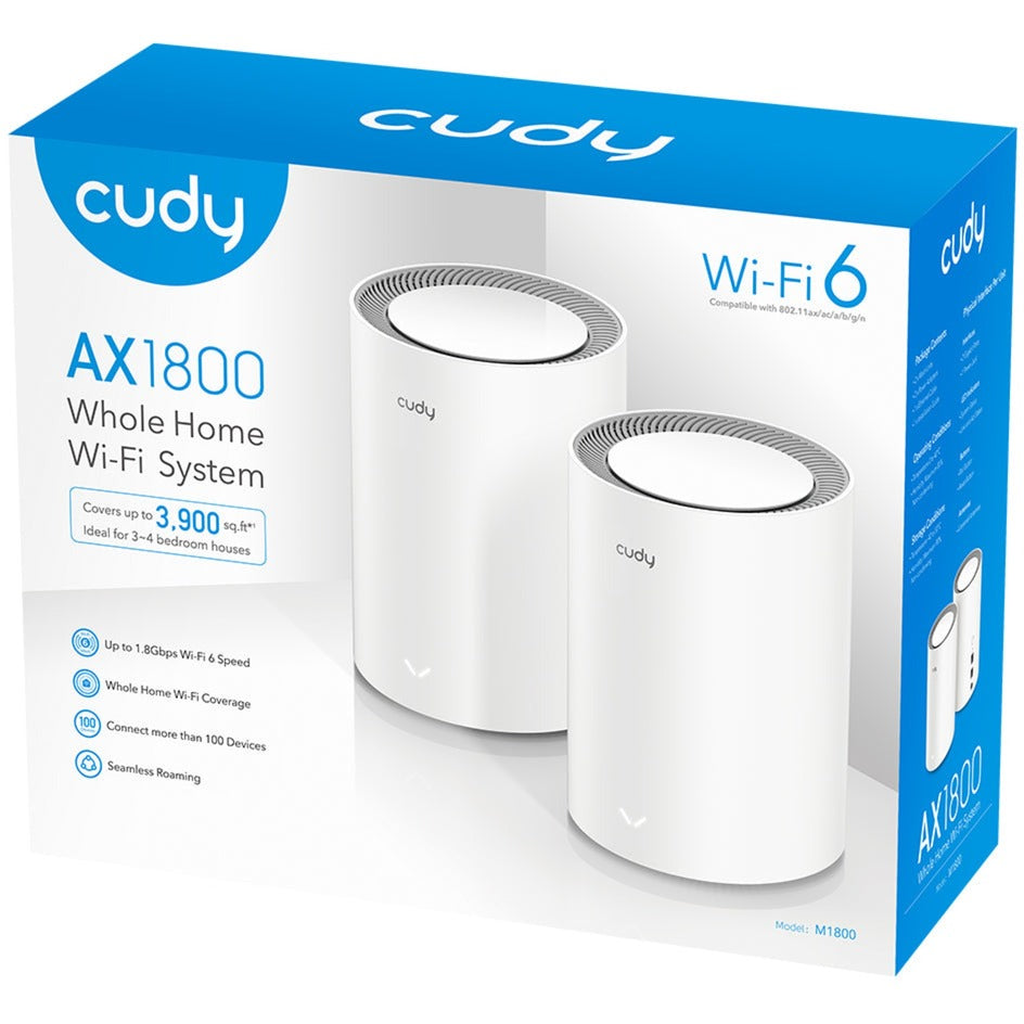 Cudy ax1800 gigabit mesh wi-fi 6 system (2-pack) mesh router (wit)