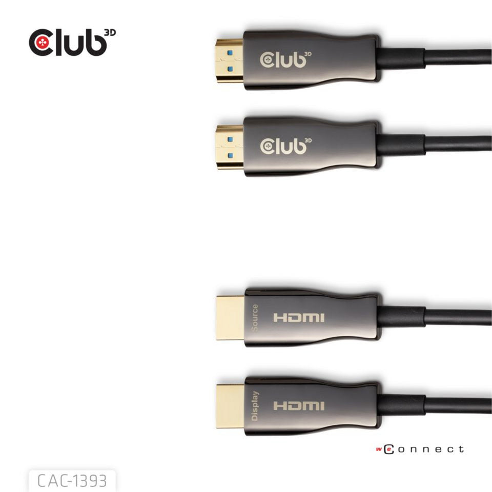 Club 3d hdmi hybrid aoc kabel 8k60hz 4k120hz 50m (zwart)