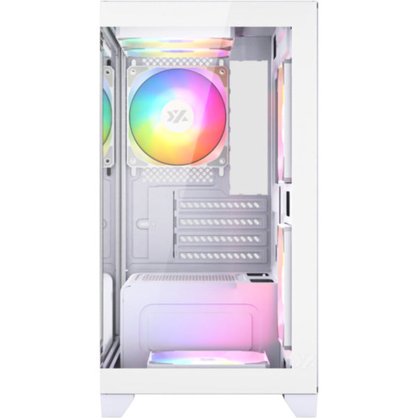 Xyz pc gear titanium view lite midi tower behuizing (wit | 2x usb-a | tempered glass)