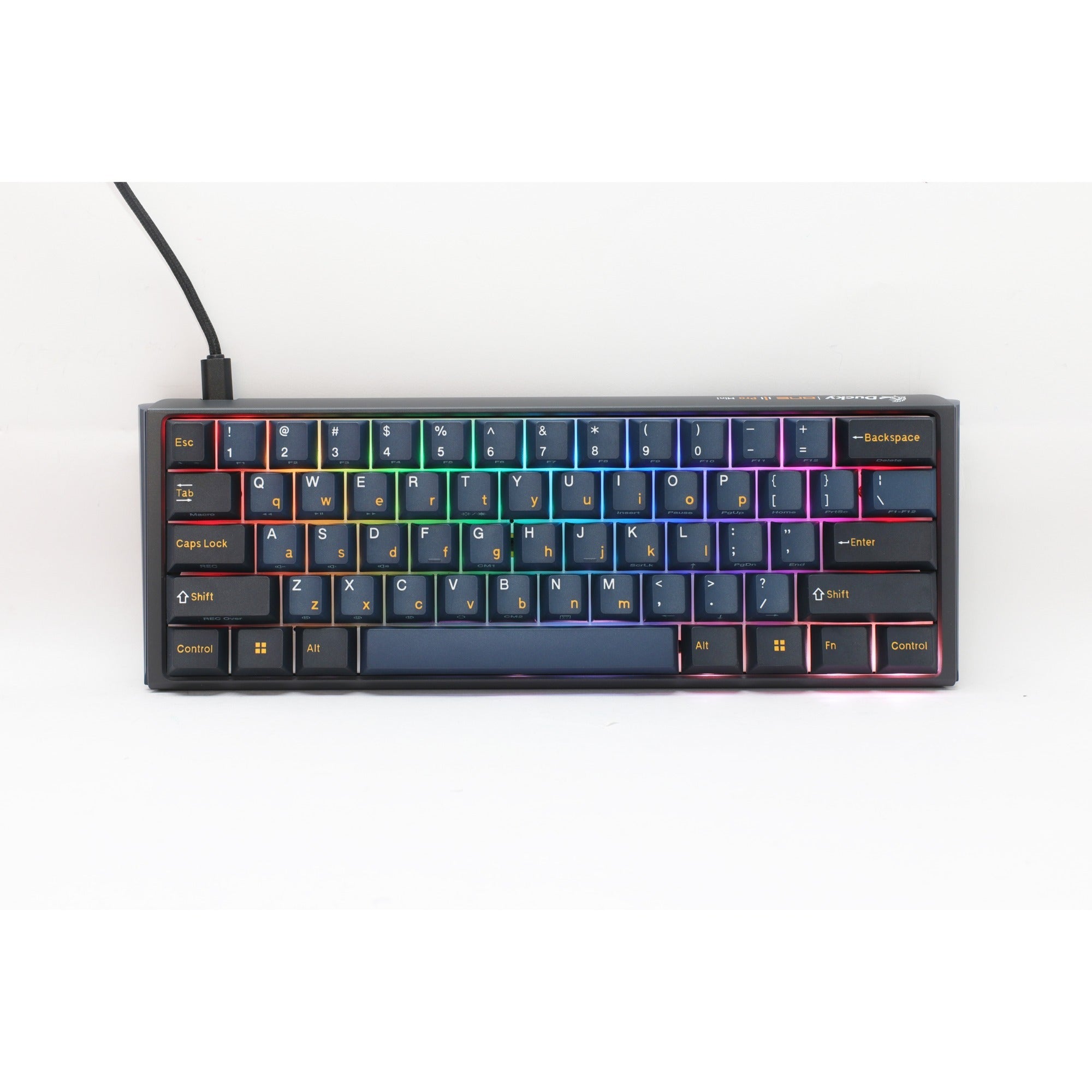 Ducky one 3 pro mini, gaming toetsenbord (zwart, us lay-out, cherry mx2a speed silver, rgb led, double-shot pbt, quack mechanics, 60%, hot swap)