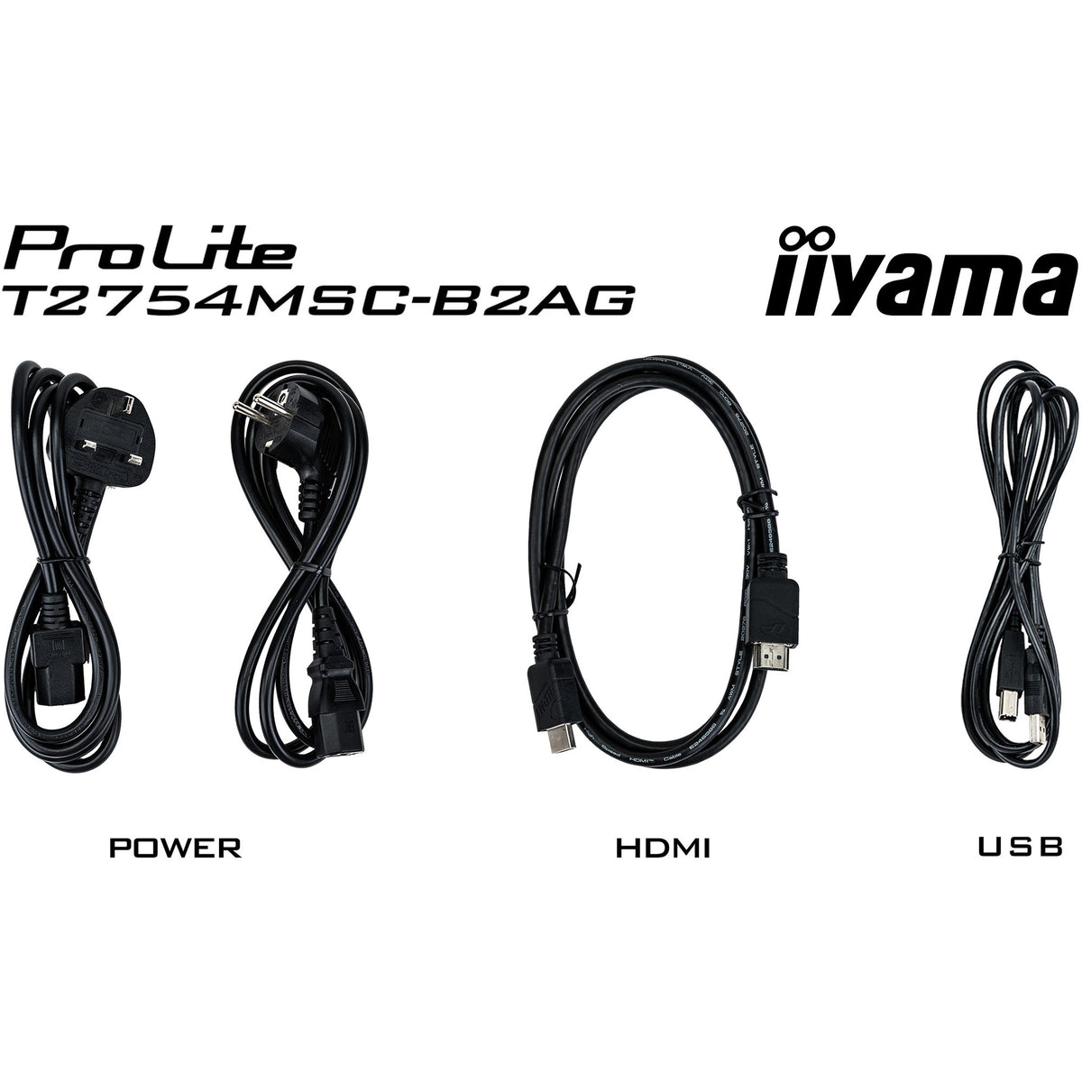 Iiyama prolite t2754msc-b2ag 27 touchscreen monitor (zwart (mat), 1x hdmi, 1x vga, 2x usb-a)