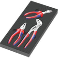 Wera 9784 schuimrubberen inzetstuk met knipex tangen set vde 1, 3‑delig tangenset (zwart grijs)