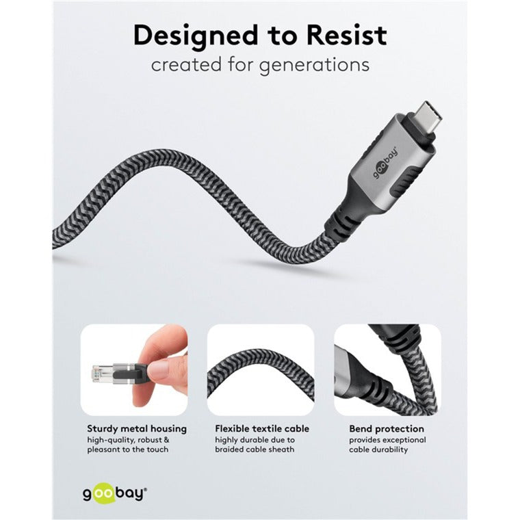 Goobay netwerkadapter usb-c 3.2 gen1 naar rj-45 (zwart zilver, 2 meter)