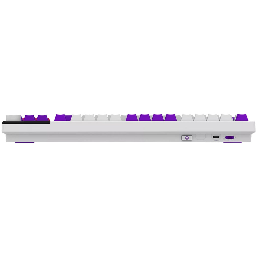 Lorgar kbp70tklw rgb mechanisch gaming toetsenbord (wit, us lay-out (qwerty), logar toxic purple, 80% (tkl), rgb, hot-swappable, pbt double-shot, bluetooth | 2.4ghz | usb)
