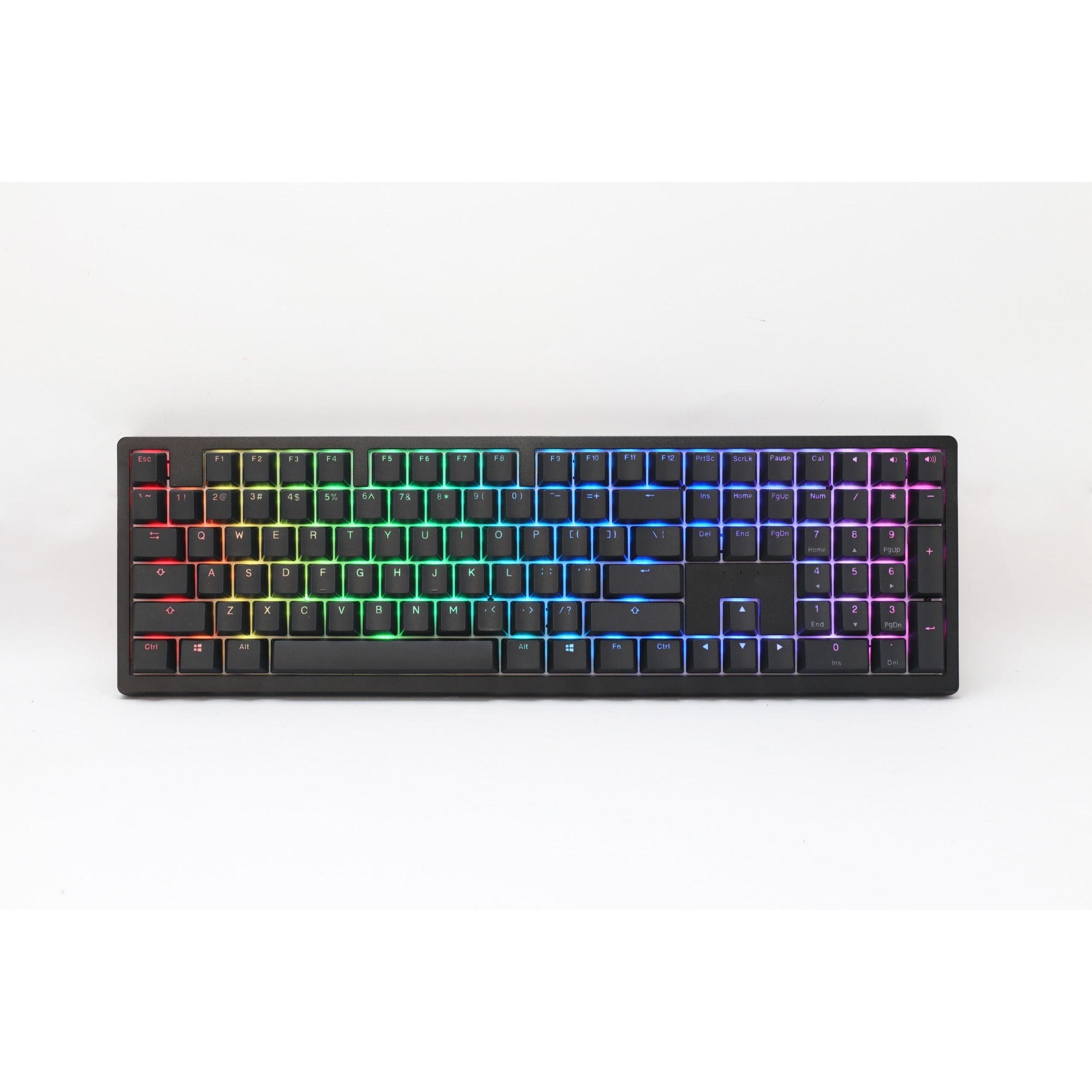Ducky zero 6108 classic black, gaming toetsenbord (zwart wit, us lay-out, cherry mx2a blue, rgb leds, double-shot pbt, hot swap, 2.4ghz | bluetooth | usb-c)