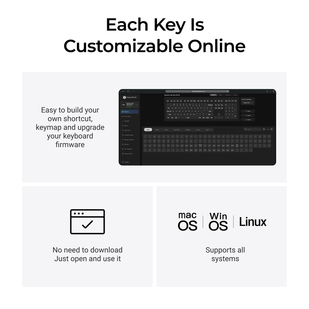 Keychron q6 ultra-m4 8k wireless custom mechanical keyboard (zwart, us lay-out (qwerty), silk pom banana, 100%, rgb, hot swap, 8k, 2.4 ghz bluetooth 5.2 usb-c)