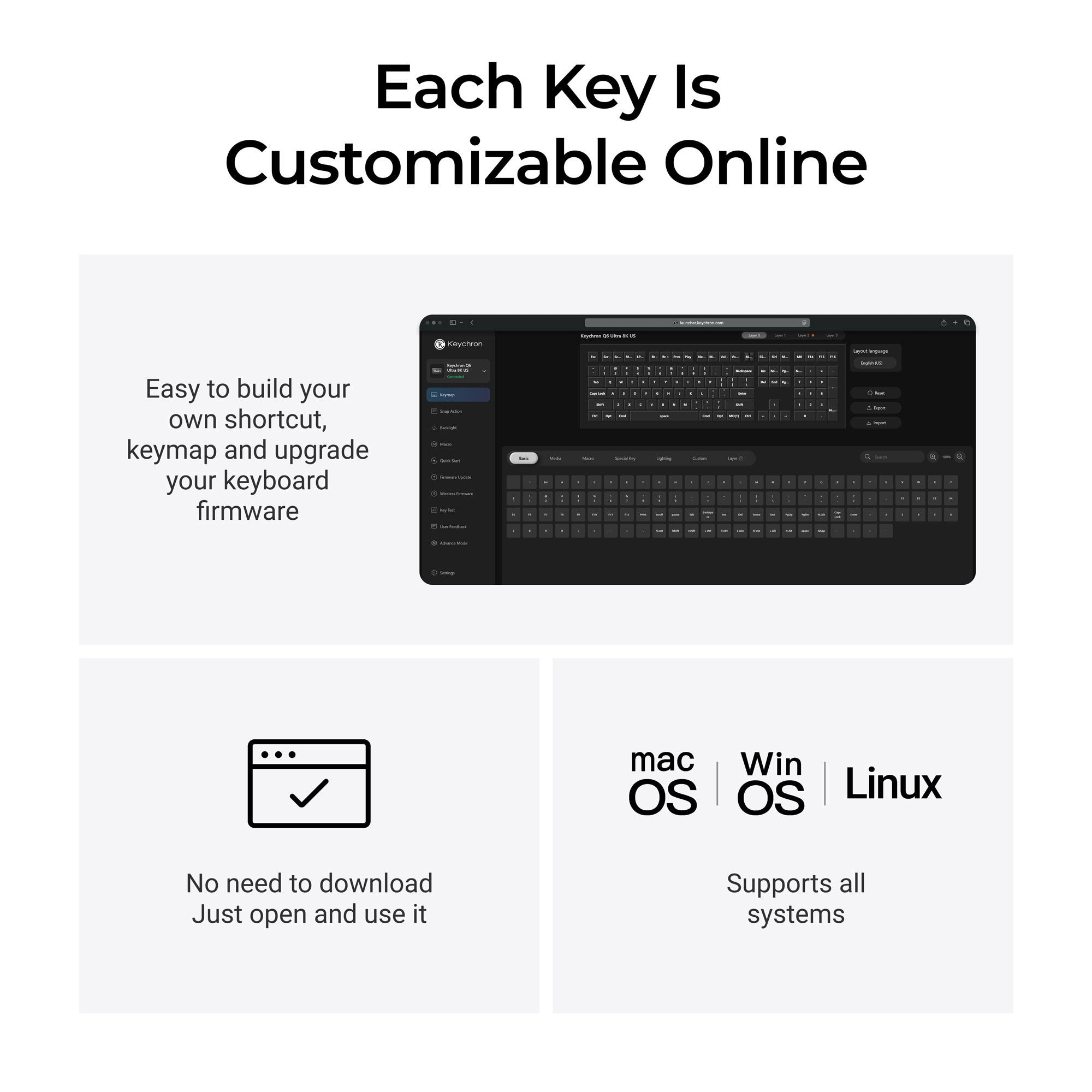 Keychron q6 ultra-m4 8k wireless custom mechanical keyboard (zwart, us lay-out (qwerty), silk pom banana, 100%, rgb, hot swap, 8k, 2.4 ghz bluetooth 5.2 usb-c)