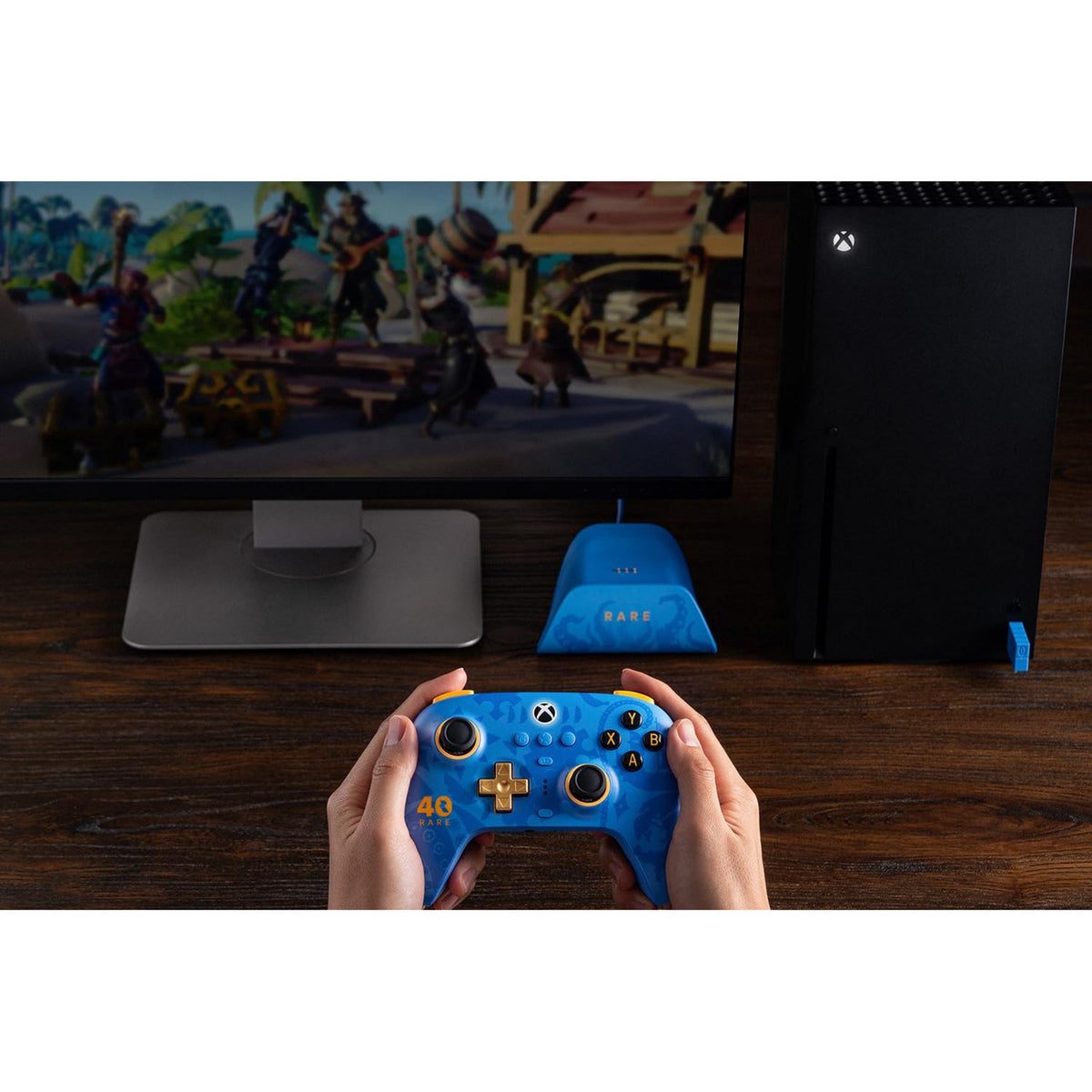 8bitdo ultimate 3-mode controller for xbox - rare 40th anniversary edition (blauw goud, xbox series x|s, xbox one, pc, bluetooth usb-c 2.4 ghz )