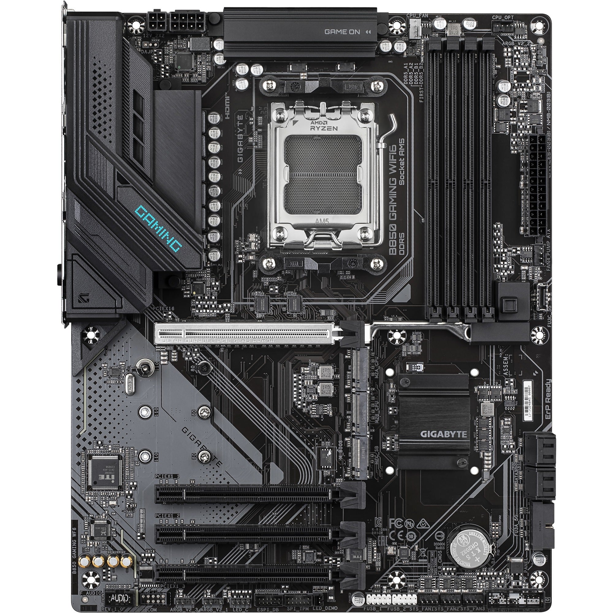 Gigabyte b850 gaming wifi6 socket am5 moederbord (zwart, raid, gb-lan, wi-fi 6, bt, sound, atx)