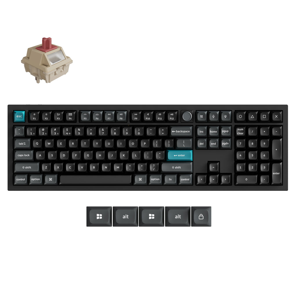 Keychron q6 ultra-m1 8k wireless custom mechanical keyboard (zwart, us lay-out (qwerty), silk pom red, 100%, rgb, hot swap, 8k, 2.4 ghz bluetooth 5.2 usb-c)