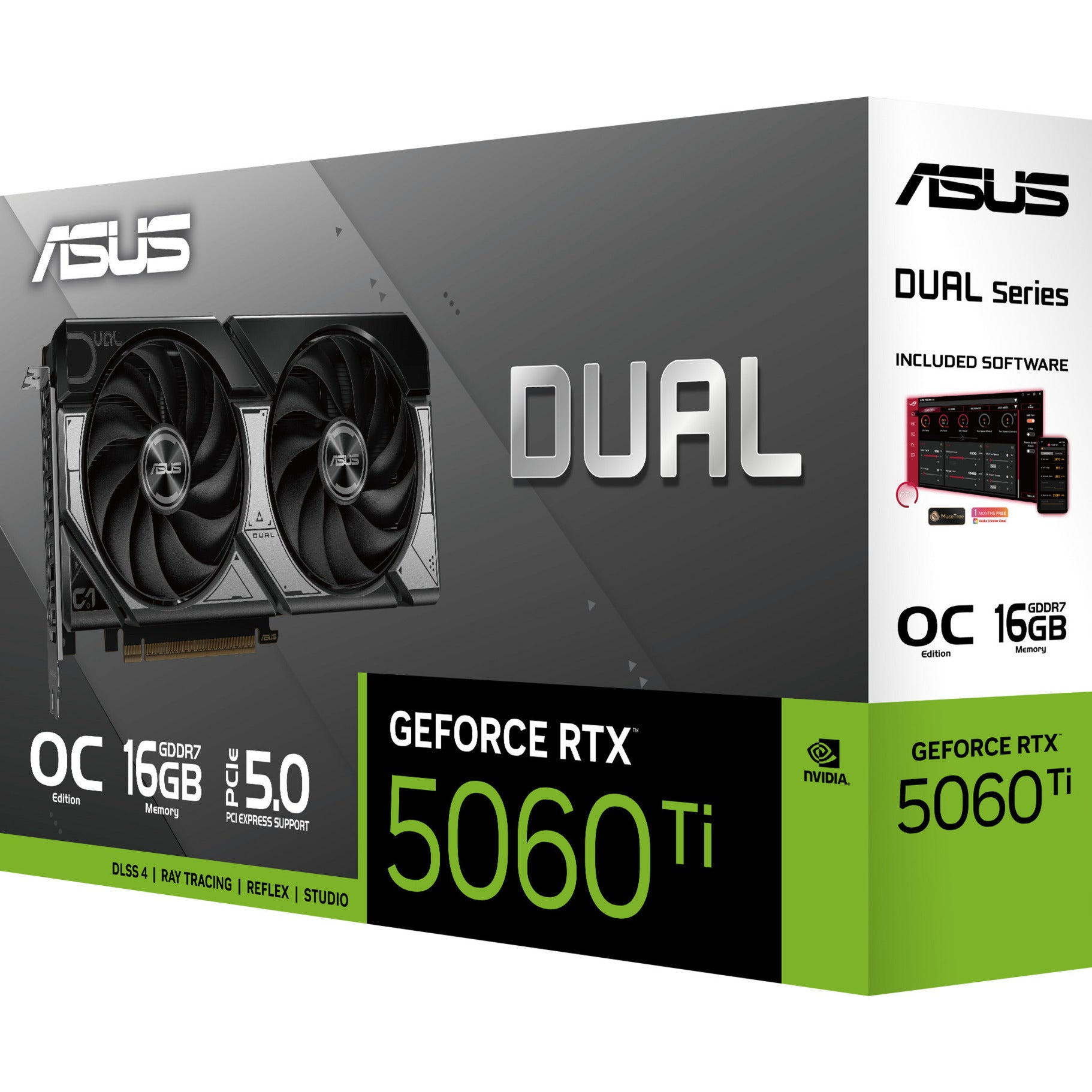 Asus dual geforce rtx 5060 ti oc 16g grafische kaart (zwart, dlss 4, 3x displayport, 1x hdmi 2.1)