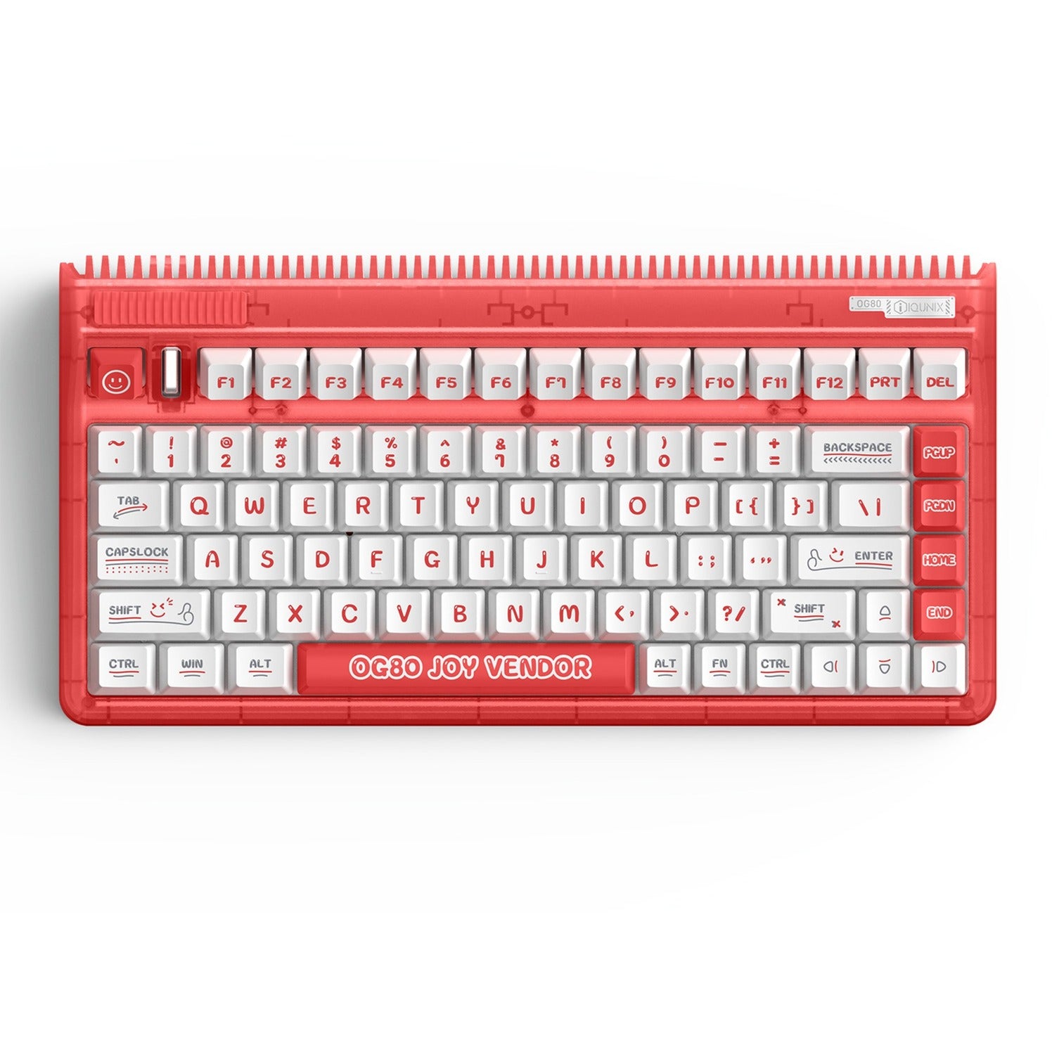 Iqunix og80 joy vendor wireless mechanical keyboard (rood, us lay-out (qwerty), iqunix moonstone, 80% (tkl), rgb leds, hot-swappable, pbt, 2.4ghz | bluetooth 5.1 | usb-c)