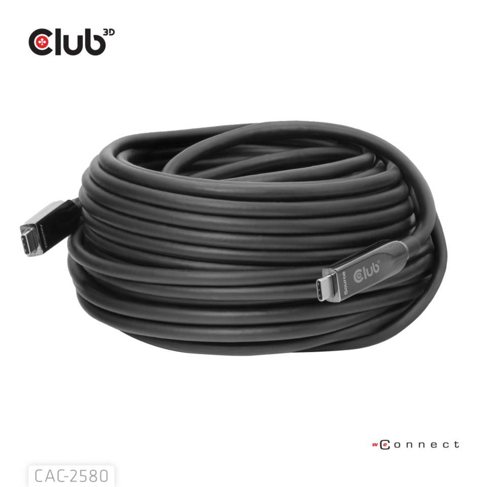 Club 3d full-feature usb-c kabel, 15m (zwart, 8k60hz 10gbps 60w)