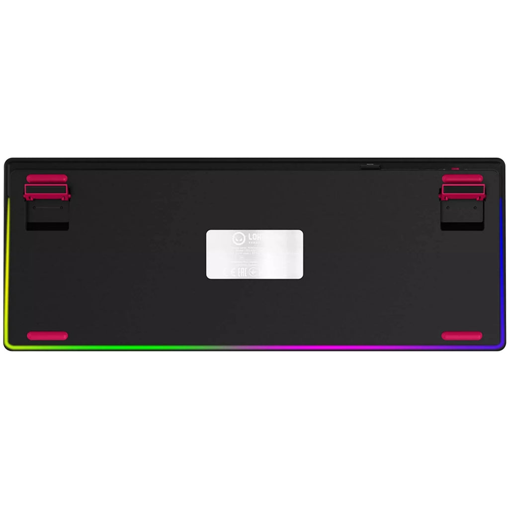 Lorgar kbp70tklw rgb mechanisch gaming toetsenbord (zwart, us lay-out (qwerty), logar toxic purple, 80% (tkl), rgb, hot-swappable, pbt double-shot, bluetooth | 2.4ghz | usb)
