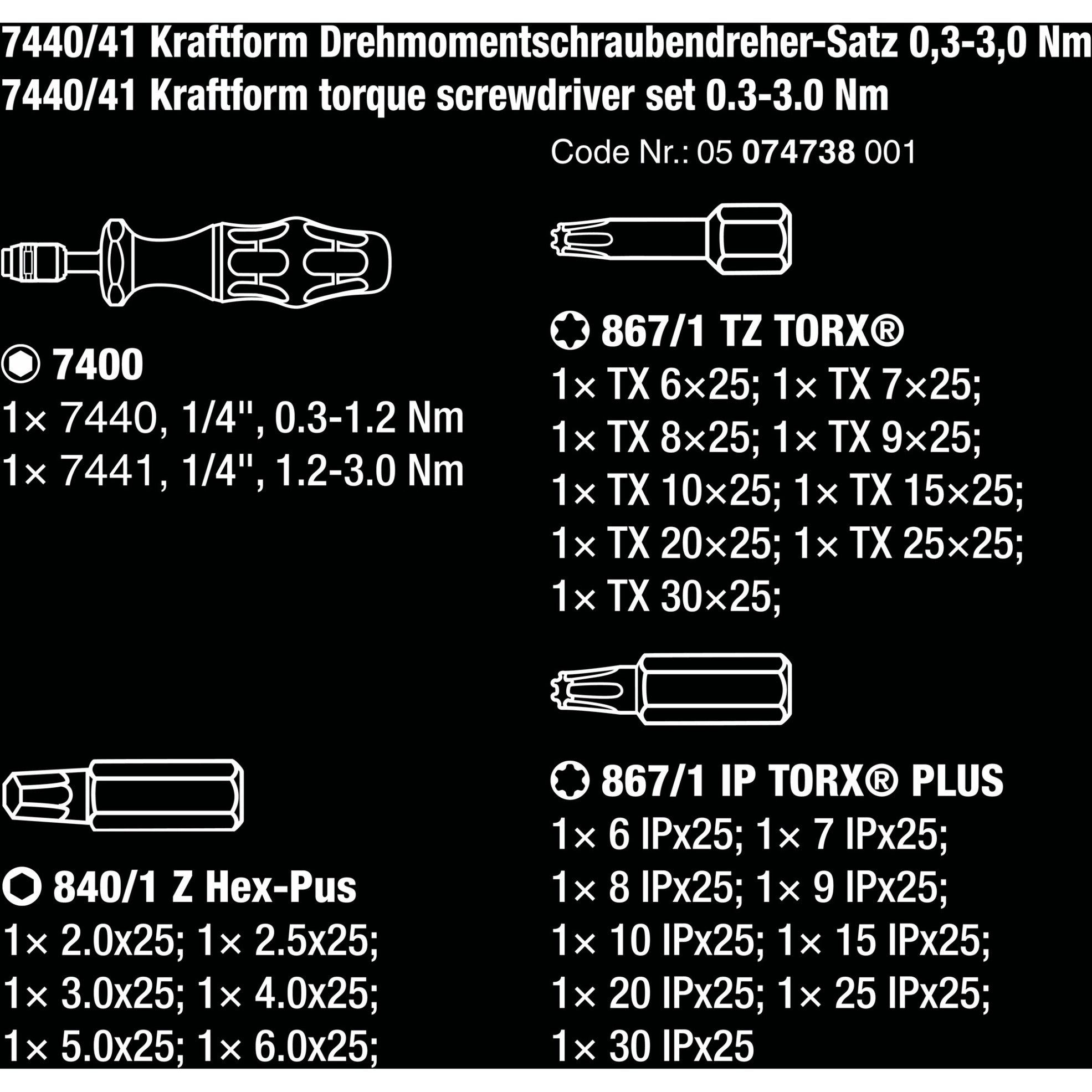 Wera 7440 41 kraftform momentschroevendraaier-set 0,3-3,0 nm (zwart groen, 26‑delig)