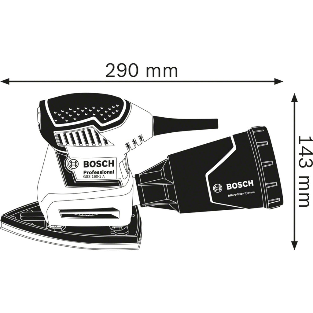 Bosch gss 160-1 a multi professional vlakschuurmachine (blauw zwart, 180 watt, l-boxx)