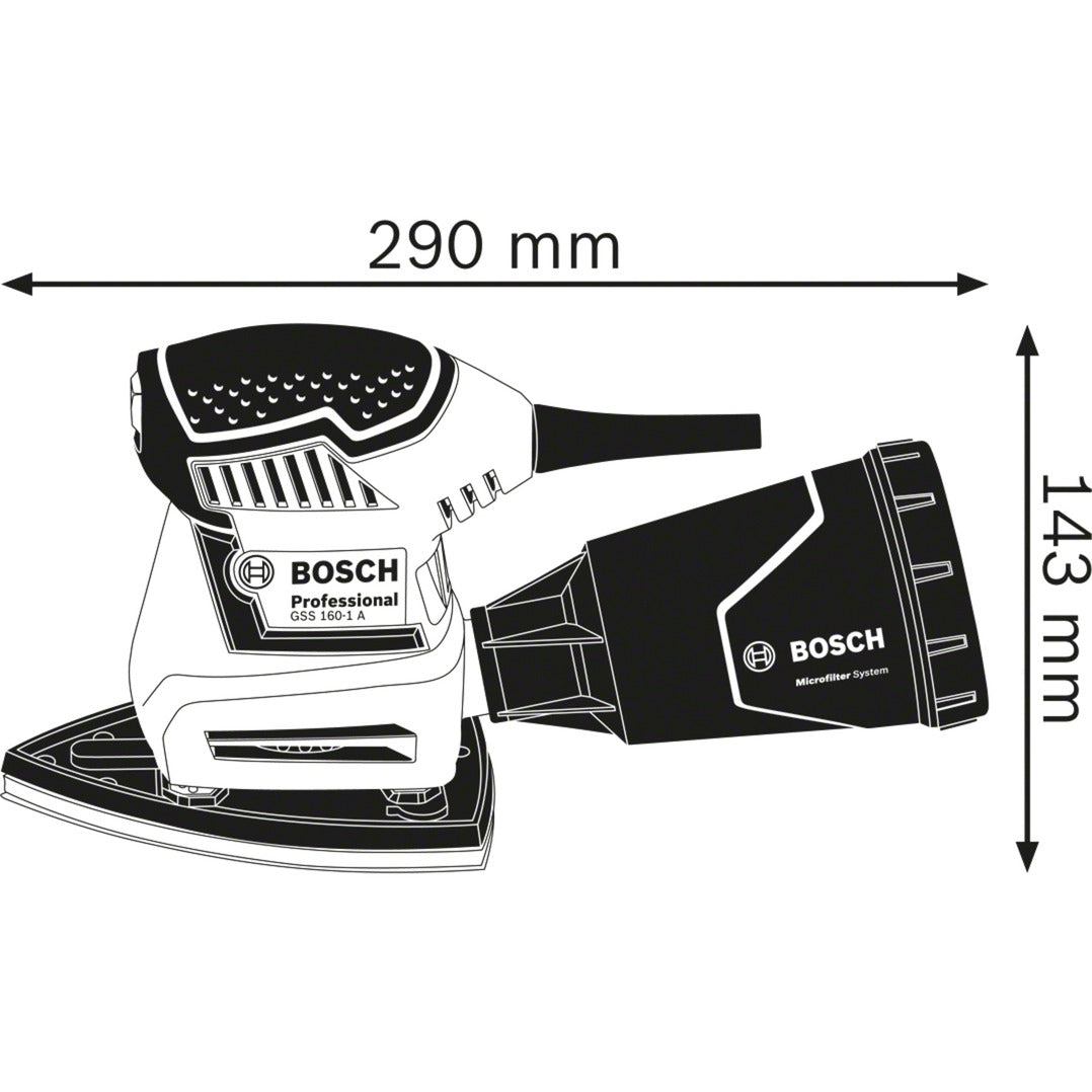 Bosch gss 160-1 a multi professional vlakschuurmachine (blauw zwart, 180 watt, l-boxx)