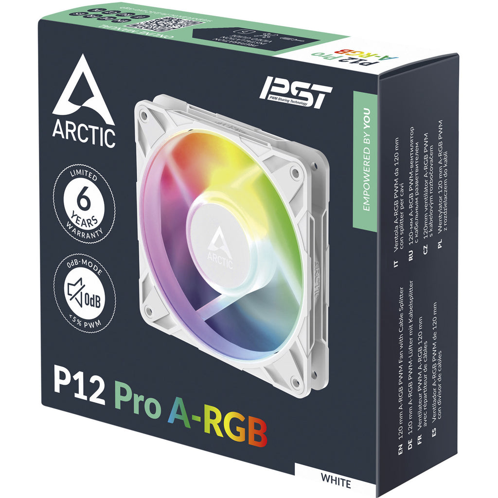 Arctic p12 pro a-rgb case fan (wit, 120 x 120 x 25 mm, pwm)