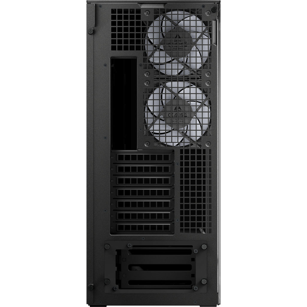 Arctic xtender midi tower behuizing (zwart (mat) | 2x usb-a | 1x usb-c | rgb | tempered glass)