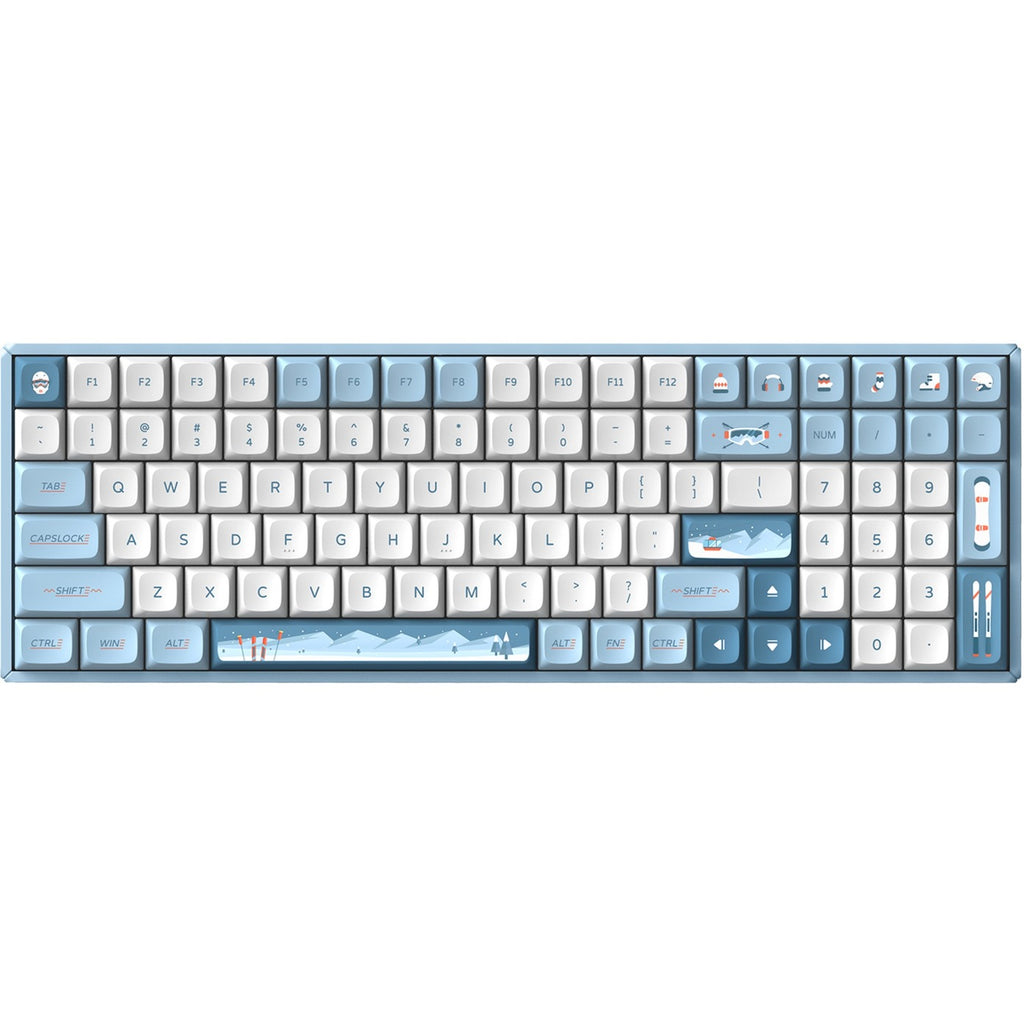 Iqunix f97 wintertide wireless mechanical keyboard (lichtblauw, us lay-out (qwerty), cherry mx brown, 96%, rgb leds, hot-swappable, pbt, 2.4ghz | bluetooth 5.1 | usb-c)