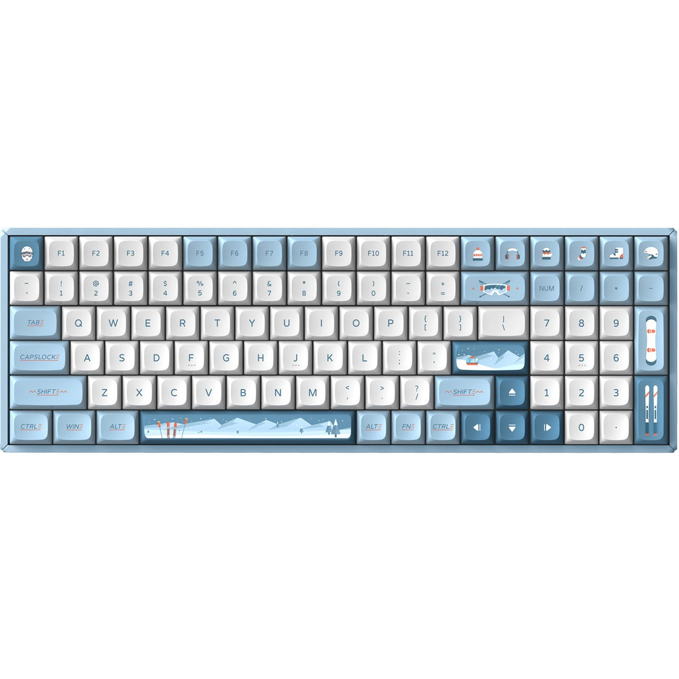Iqunix f97 wintertide wireless mechanical keyboard (lichtblauw, us lay-out (qwerty), cherry mx brown, 96%, rgb leds, hot-swappable, pbt, 2.4ghz | bluetooth 5.1 | usb-c)